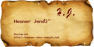 Hesner Jenő névjegykártya